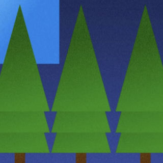 "vector art of three abstract conifers"